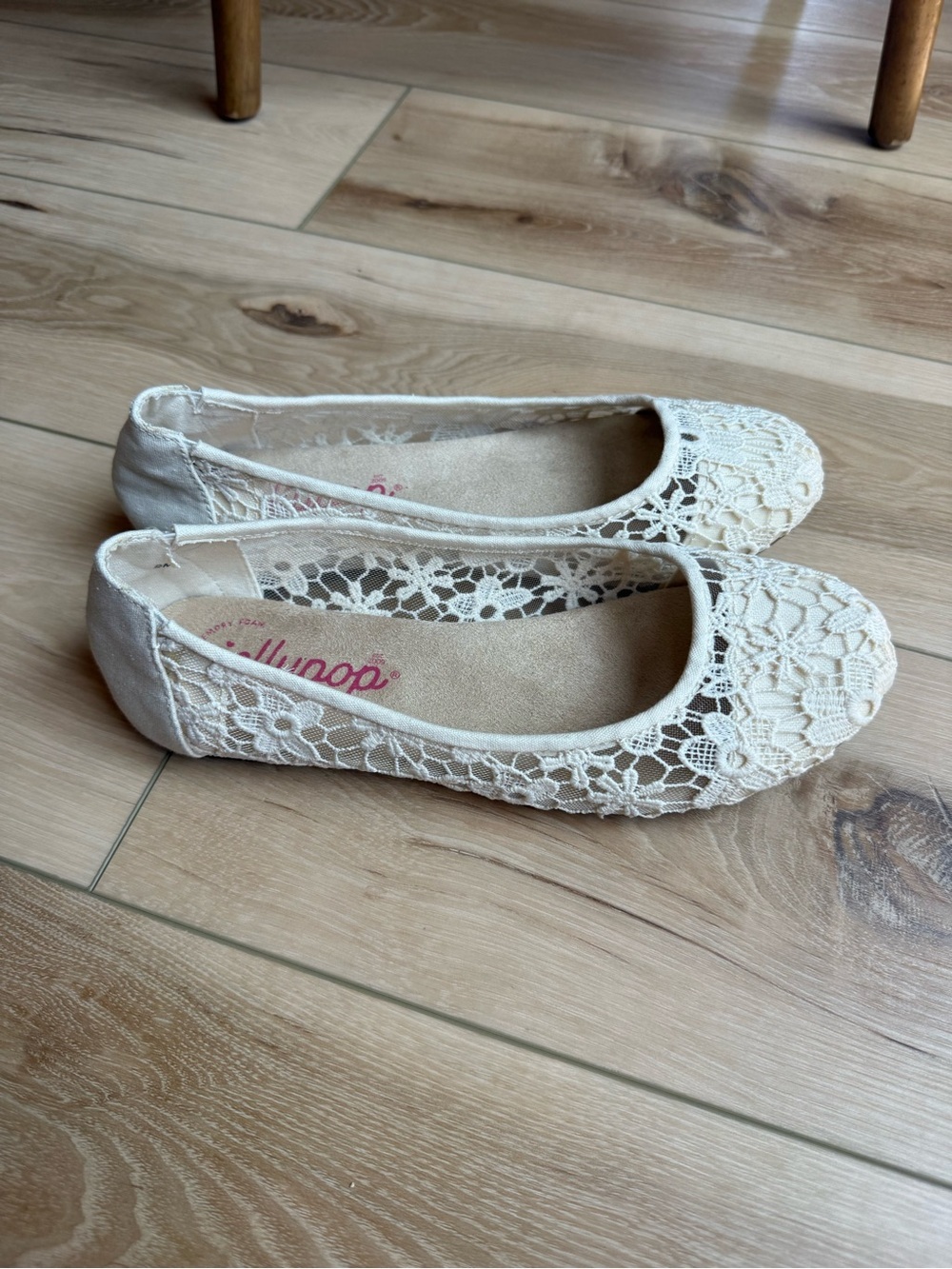 Jellypop White Lace Floral Slip-On Ballet Flats Memory Foam Women's 9M - Picture 3 of 8